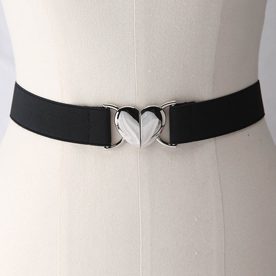 Braided Wide Smooth Edge Women Belt Love Heart Metal Buckle Elastic Belt Clothes Ornament Image 10