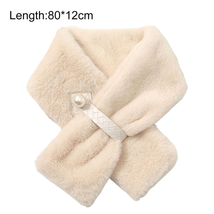 Faux Pearl Buckle Wide Thermal Scarf Female Autumn Winter Double-sided Imitation Cashmere Cross Collar Scarf Image 11