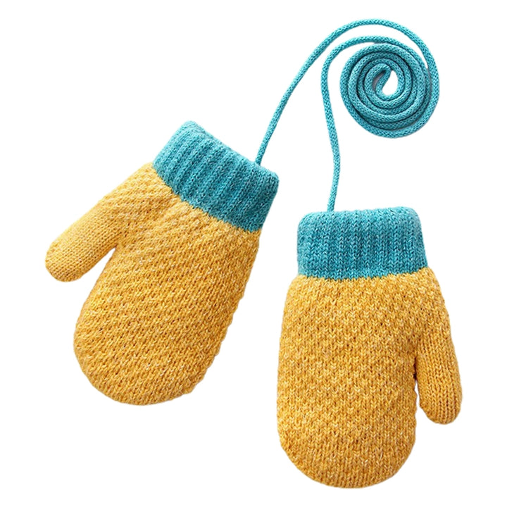 1 Pair Toddler Mittens Anti-lost Rope Soft Fleece Full Fingers Thicken Keep Warm Unisex Knitted Toddler Winter Gloves Image 4