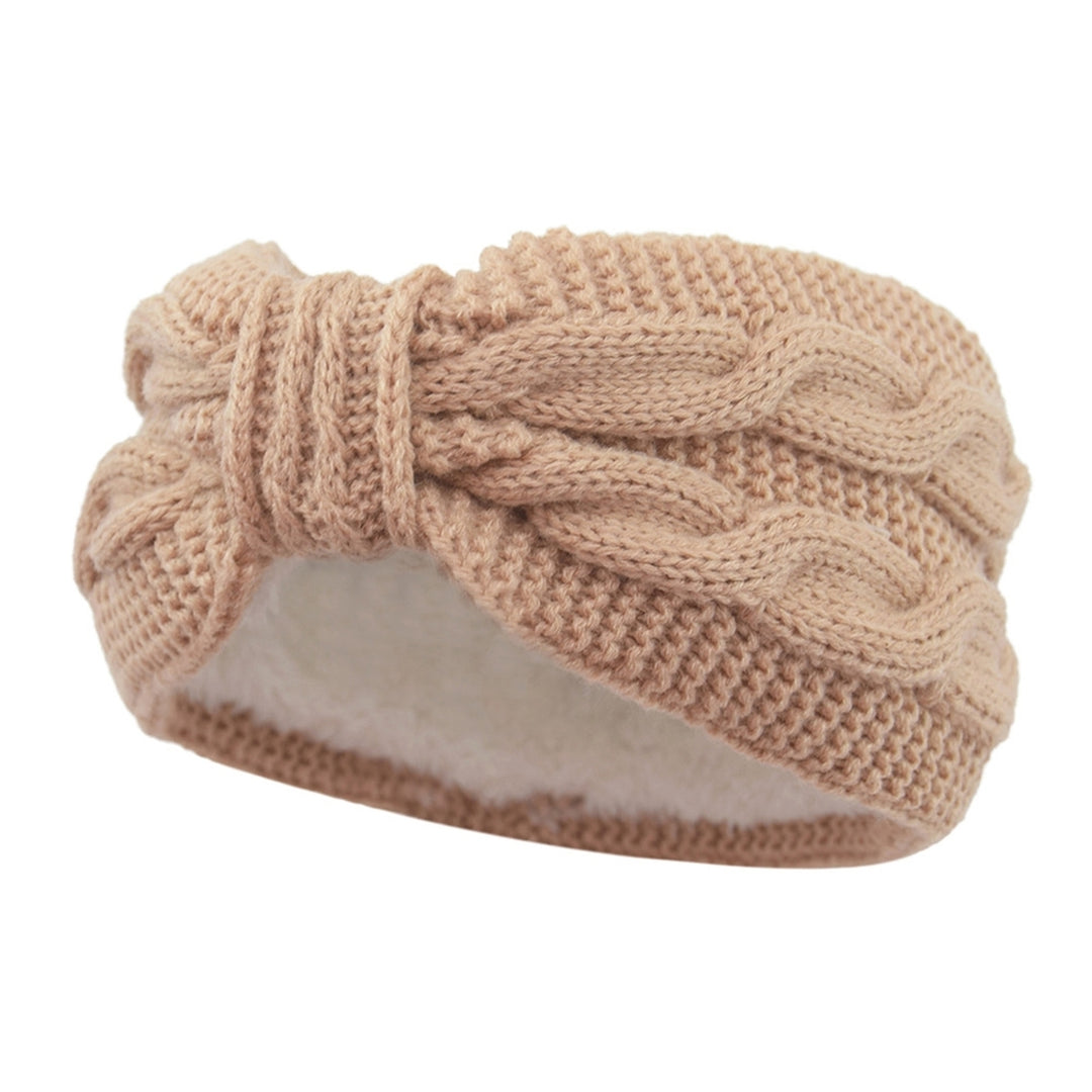 Fleece Lining Thickened Warm Wide Knitting Headband Women Twist Bowknot Solid Color Knitting Head Wrap Image 4