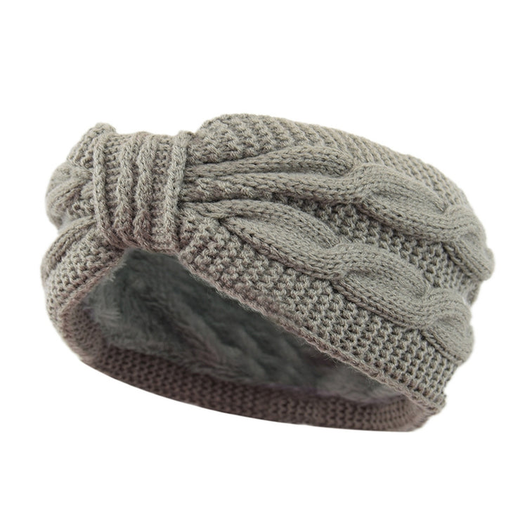 Fleece Lining Thickened Warm Wide Knitting Headband Women Twist Bowknot Solid Color Knitting Head Wrap Image 7