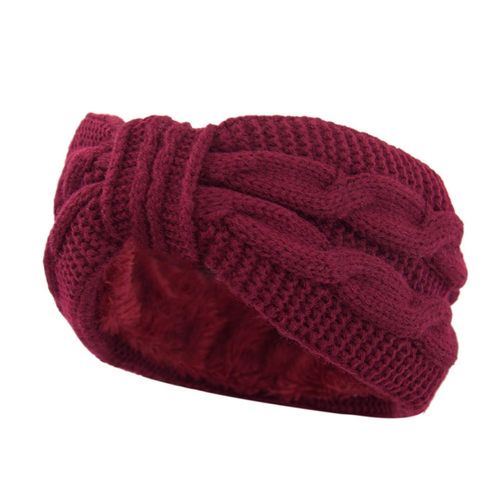 Fleece Lining Thickened Warm Wide Knitting Headband Women Twist Bowknot Solid Color Knitting Head Wrap Image 8