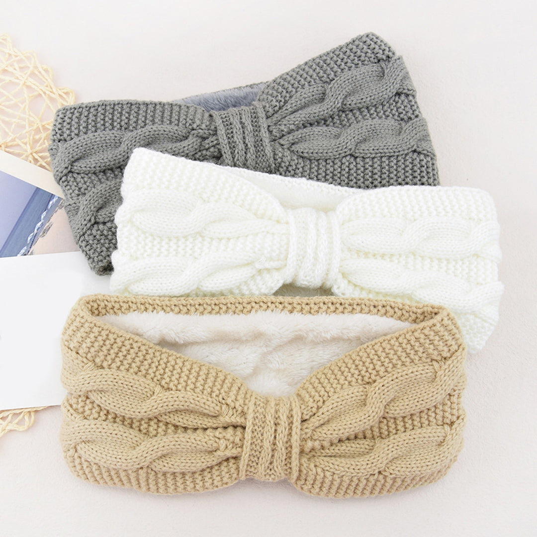 Fleece Lining Thickened Warm Wide Knitting Headband Women Twist Bowknot Solid Color Knitting Head Wrap Image 10