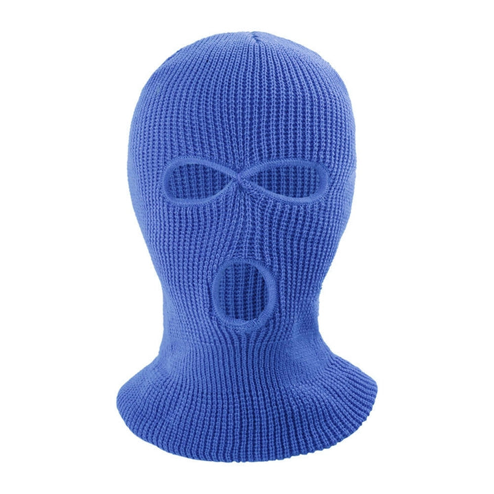 Winter Unisex Knitted Hat Three Holes Solid Color Full Face Balaclava Dome Knitting Face Cover Cap for Outdoor Cycling Image 1