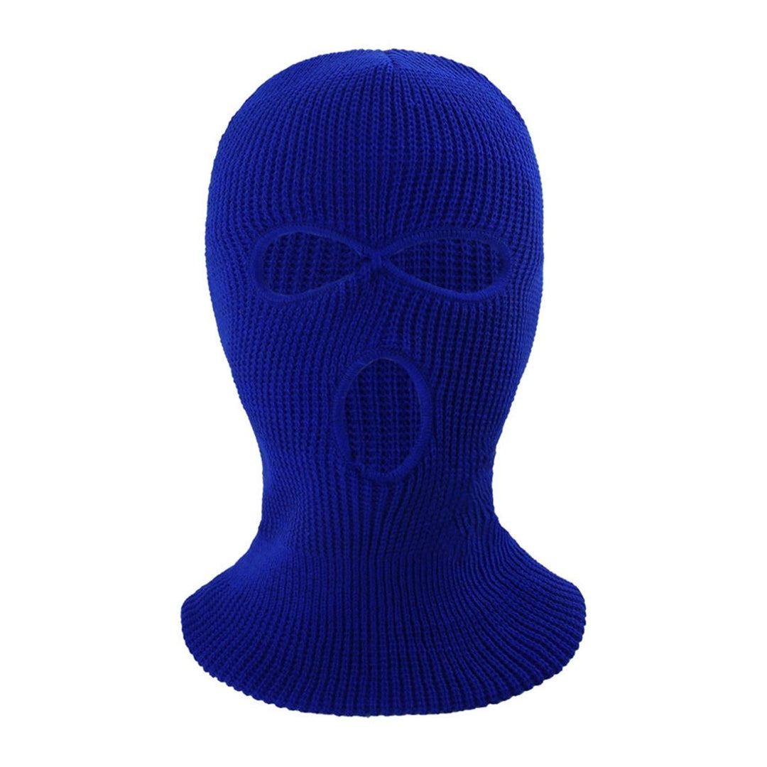 Winter Unisex Knitted Hat Three Holes Solid Color Full Face Balaclava Dome Knitting Face Cover Cap for Outdoor Cycling Image 1