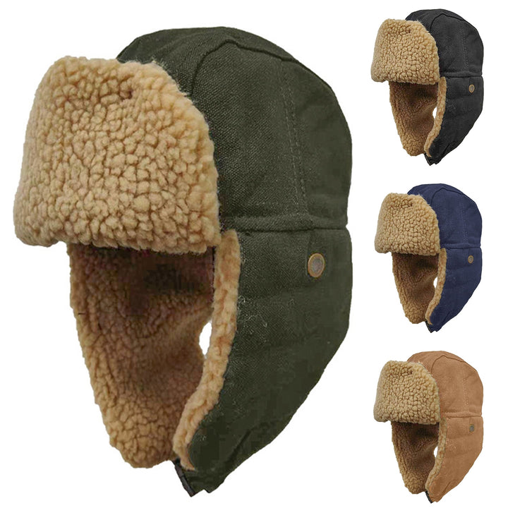 Plush Lining Soft Warm Round Dome Lei Feng Cap Unisex Winter Coldproof Earflap Cotton Hat Image 8