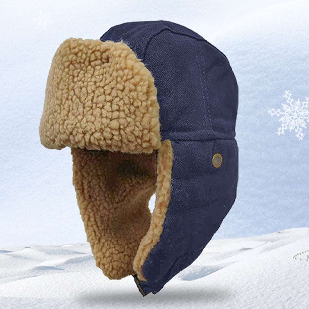 Plush Lining Soft Warm Round Dome Lei Feng Cap Unisex Winter Coldproof Earflap Cotton Hat Image 10