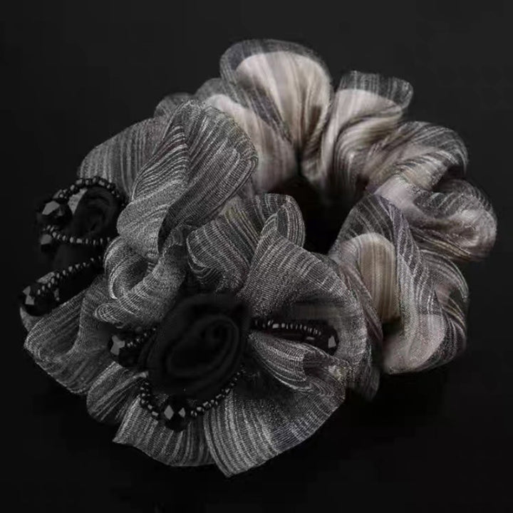 Hair Band Flower Decor Soft Fabric Beads Hair Rope Anti-fall Hair-fixed High Elasticity Long-lasting Ponytail Holder Image 12