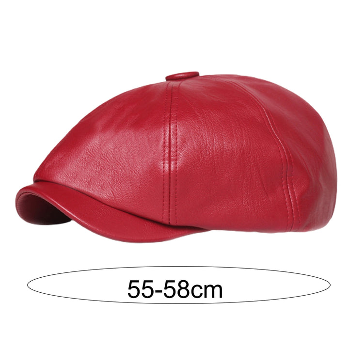 Wide Brim Round Dome Windproof Beret Hat Male Retro Octagonal Painter Faux Leather Hat Fashion Accessories Image 11