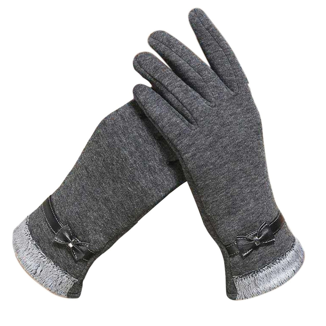 1 Pair Women Gloves Touch Screen Bow Knot Slim Fit Comfortable Windproof Keep Warm Thickened Fashion Grace Lady Gloves Image 3