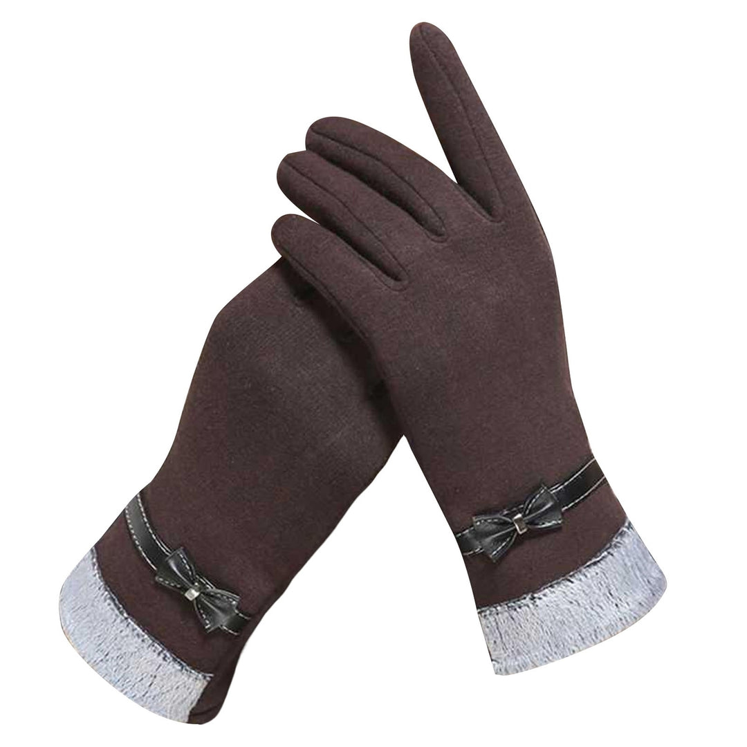 1 Pair Women Gloves Touch Screen Bow Knot Slim Fit Comfortable Windproof Keep Warm Thickened Fashion Grace Lady Gloves Image 4