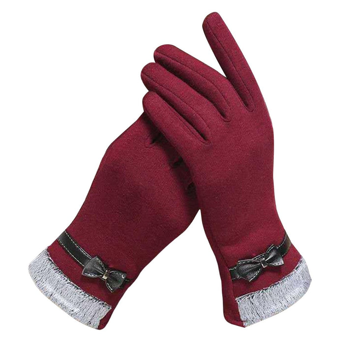 1 Pair Women Gloves Touch Screen Bow Knot Slim Fit Comfortable Windproof Keep Warm Thickened Fashion Grace Lady Gloves Image 4