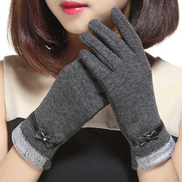 1 Pair Women Gloves Touch Screen Bow Knot Slim Fit Comfortable Windproof Keep Warm Thickened Fashion Grace Lady Gloves Image 12