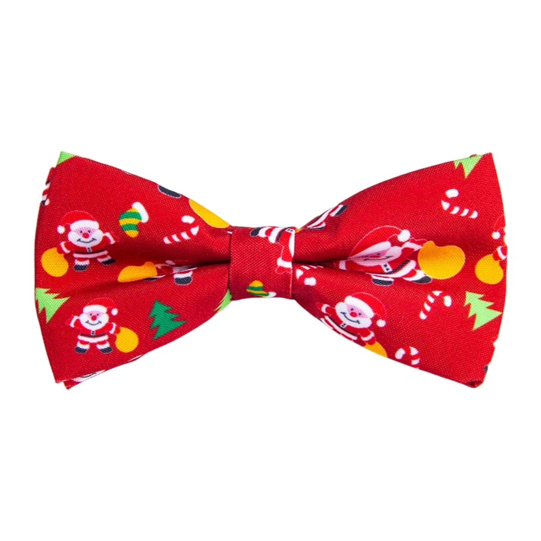 Bow Knot Pre-tied Jacquard Christmas Print Easy to Wear Create Atmosphere Decorate Unisex Cartoon Christmas Bow Knot for Image 1