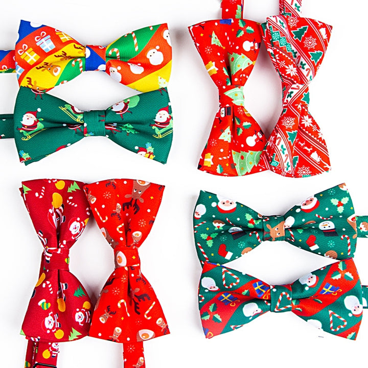 Bow Knot Pre-tied Jacquard Christmas Print Easy to Wear Create Atmosphere Decorate Unisex Cartoon Christmas Bow Knot for Image 12