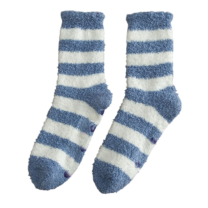 1 Pair Mid-Tube Non-slip Silicone Bottoms Unisex Socks Autumn Winter Striped Print Floor Socks Image 6