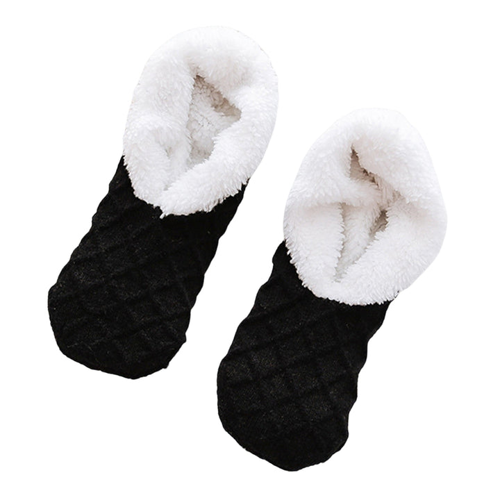 1 Pair Winter Floor Socks Knitted Non-slip Plush Solid Color Soft Keep Warm Particle Sole Anti-skid Casual Home Socks Image 2
