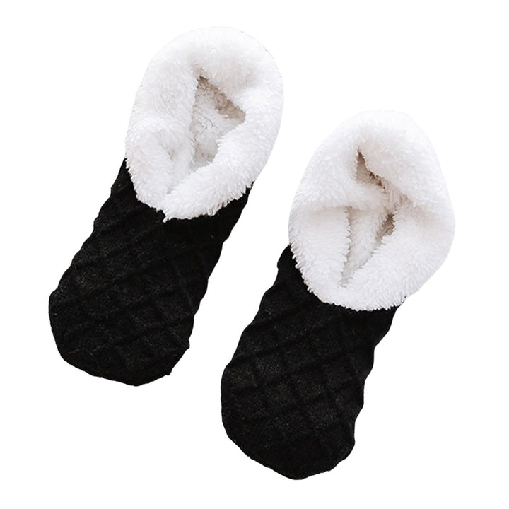 1 Pair Winter Floor Socks Knitted Non-slip Plush Solid Color Soft Keep Warm Particle Sole Anti-skid Casual Home Socks Image 1