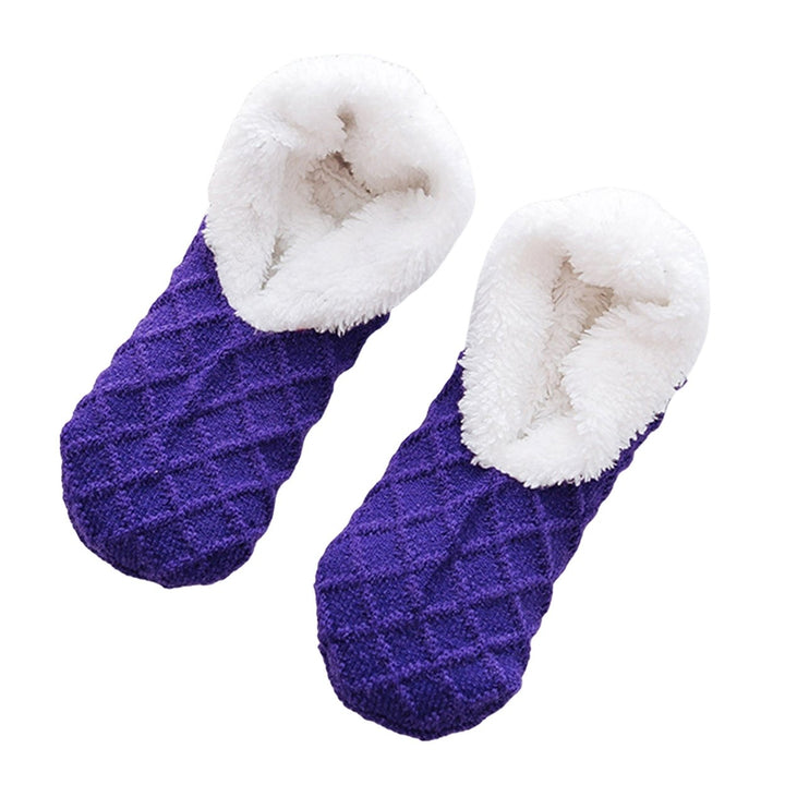 1 Pair Winter Floor Socks Knitted Non-slip Plush Solid Color Soft Keep Warm Particle Sole Anti-skid Casual Home Socks Image 1