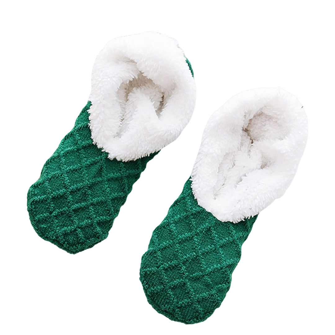 1 Pair Winter Floor Socks Knitted Non-slip Plush Solid Color Soft Keep Warm Particle Sole Anti-skid Casual Home Socks Image 4