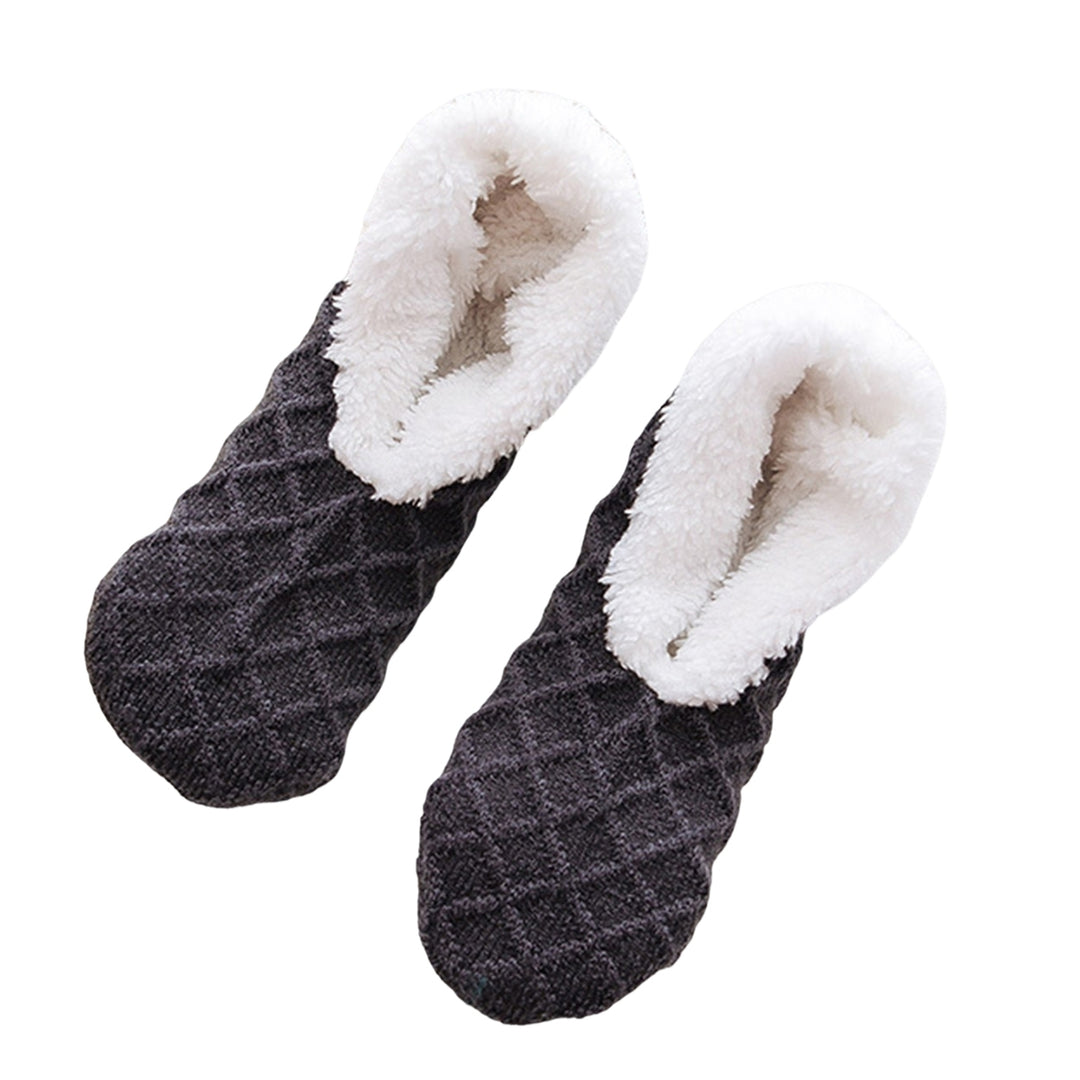 1 Pair Winter Floor Socks Knitted Non-slip Plush Solid Color Soft Keep Warm Particle Sole Anti-skid Casual Home Socks Image 7