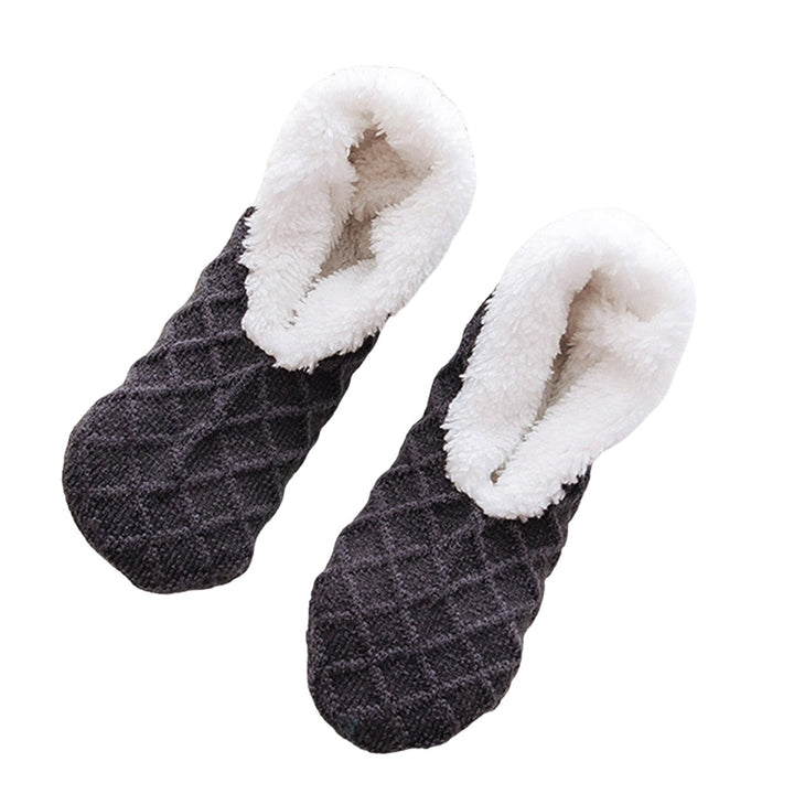 1 Pair Winter Floor Socks Knitted Non-slip Plush Solid Color Soft Keep Warm Particle Sole Anti-skid Casual Home Socks Image 1