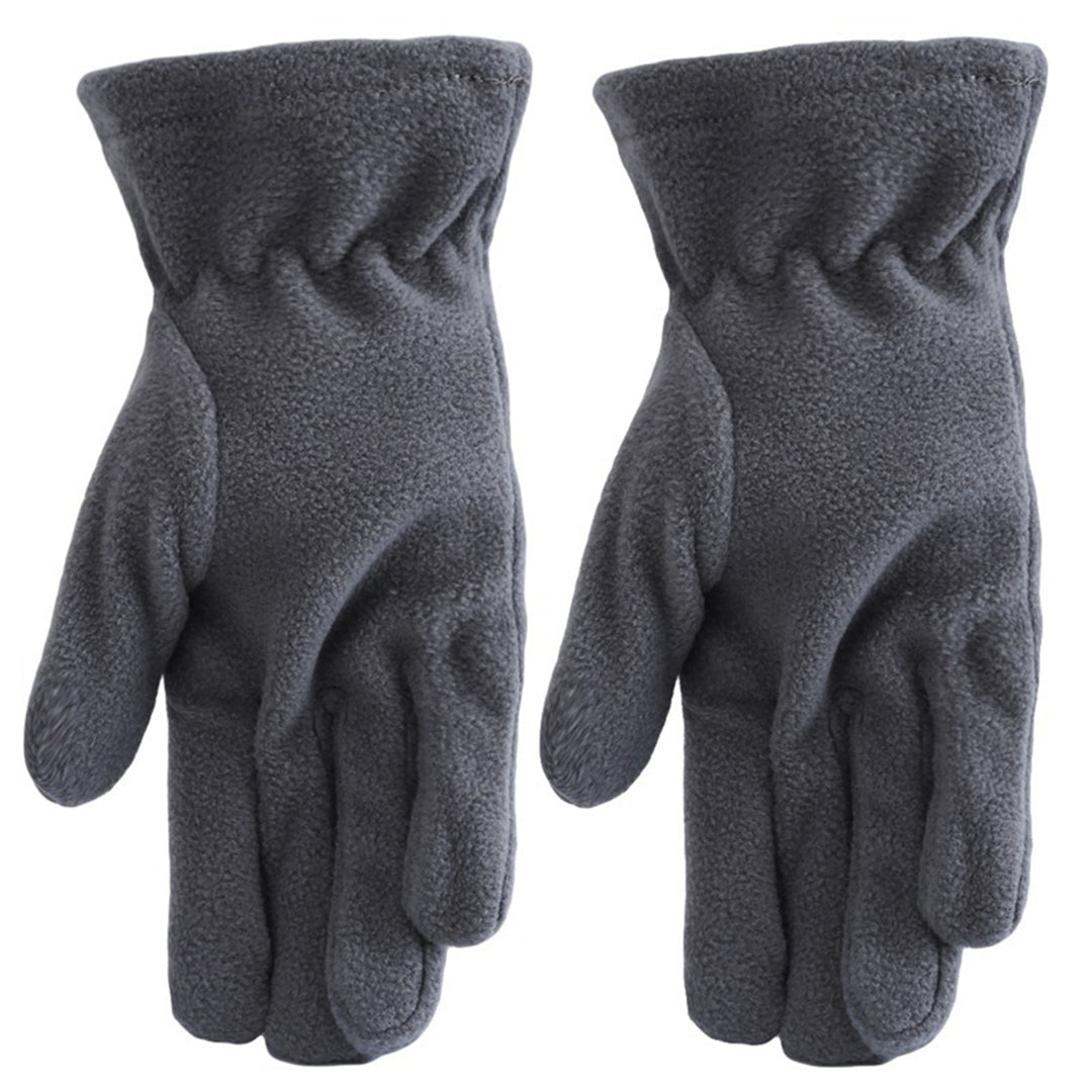 1 Pair Winter Gloves Unisex All Fingers Fleece Solid Color Washable Keep Warm Elastic Wrist Camping Ridding Gloves for Image 3