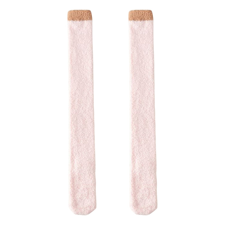 1 Pair Women Coral Fleece Stockings Thigh High Plush Thermal Socks Autumn Winter Long Tube Stockings for Daily Wear Image 6