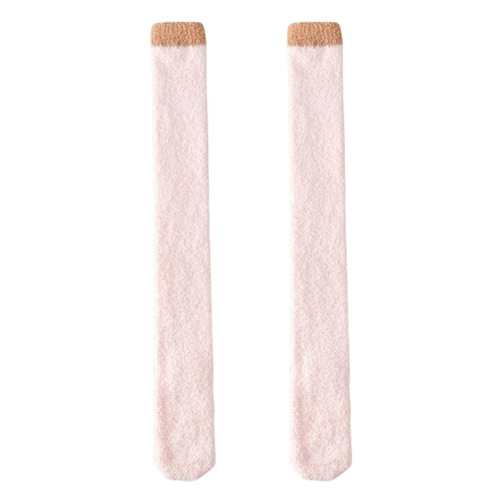 1 Pair Women Coral Fleece Stockings Thigh High Plush Thermal Socks Autumn Winter Long Tube Stockings for Daily Wear Image 1