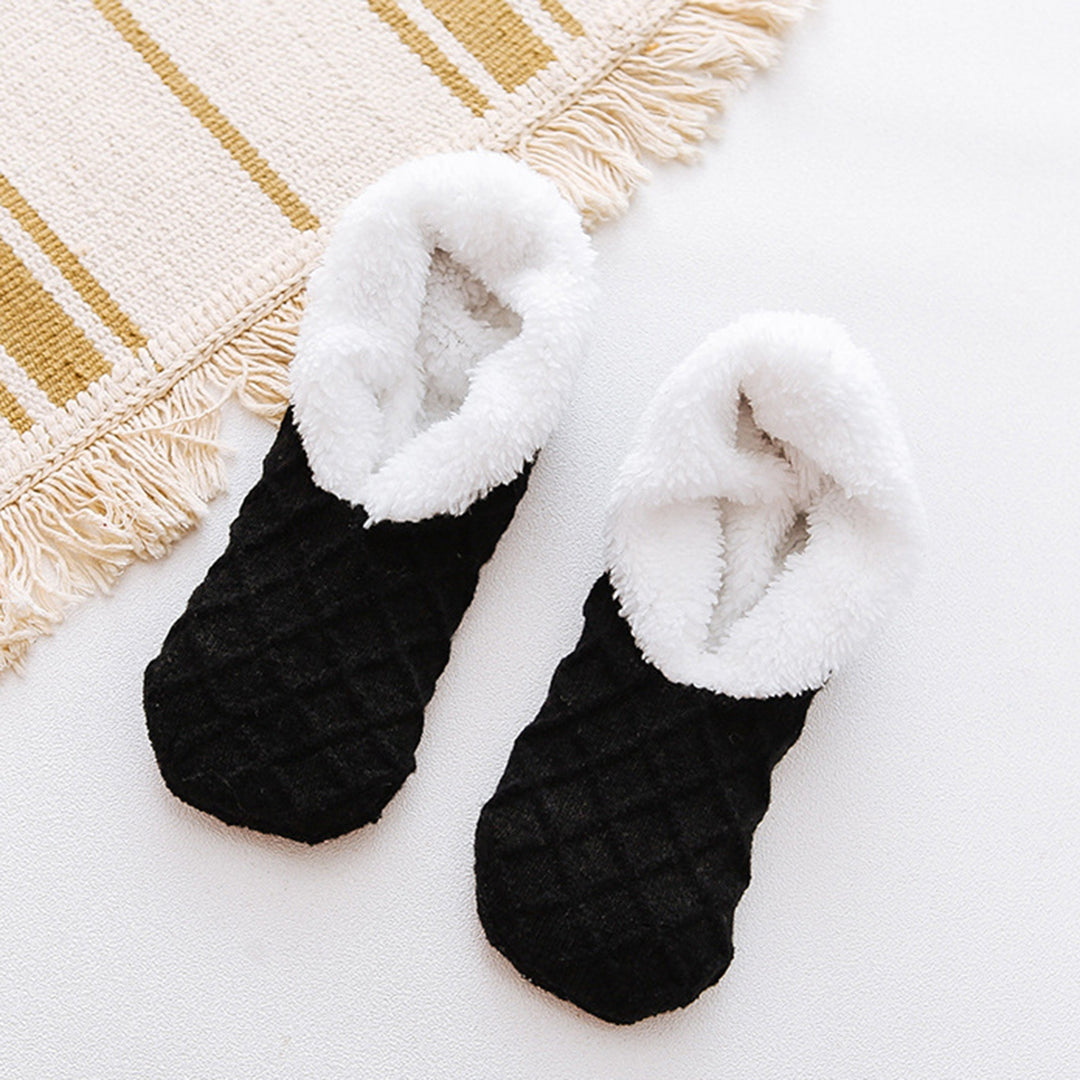 1 Pair Winter Floor Socks Knitted Non-slip Plush Solid Color Soft Keep Warm Particle Sole Anti-skid Casual Home Socks Image 10