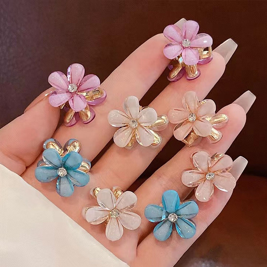 2Pcs Hair Clips Flower Bright Color Anti Fall Hairpins Metal Strong Claw Rhinestone Hair Barrettes Hair Accessories Image 12