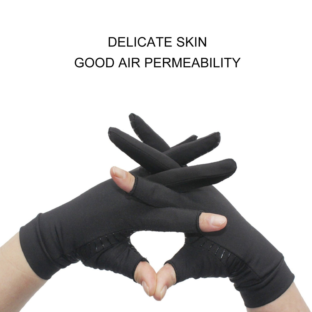 1 Pair Touch Screen Extended Wrist Strap High Elasticity Copper Fiber Gloves Unisex Open Two Fingers Shockproof Non-Slip Image 6