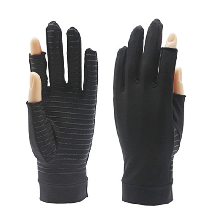 1 Pair Touch Screen Extended Wrist Strap High Elasticity Copper Fiber Gloves Unisex Open Two Fingers Shockproof Non-Slip Image 11