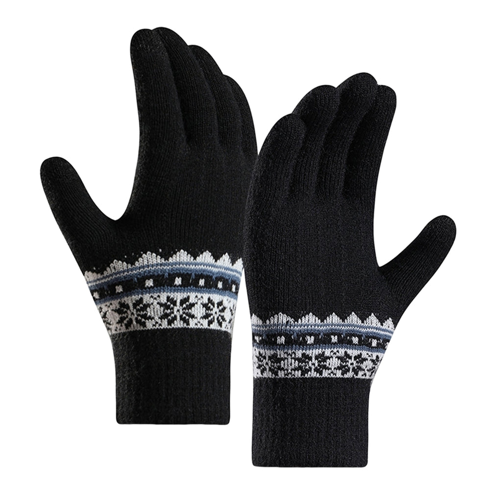 1 Pair Women Winter Gloves Touch Screen Knitted Elastic Thicken Soft Hands Protection Full Fingers One Size Ridding Image 2