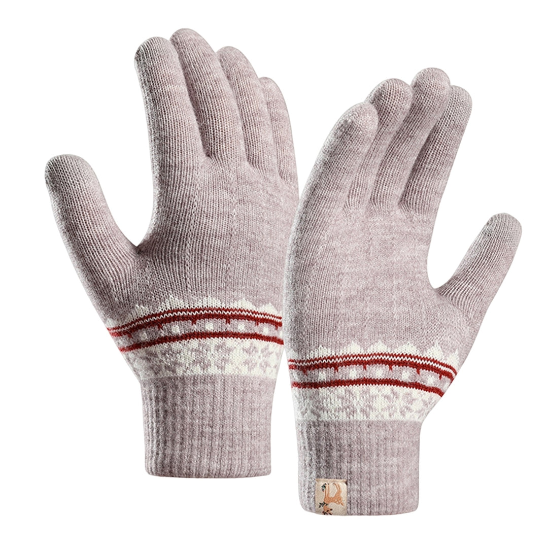 1 Pair Women Winter Gloves Touch Screen Knitted Elastic Thicken Soft Hands Protection Full Fingers One Size Ridding Image 4