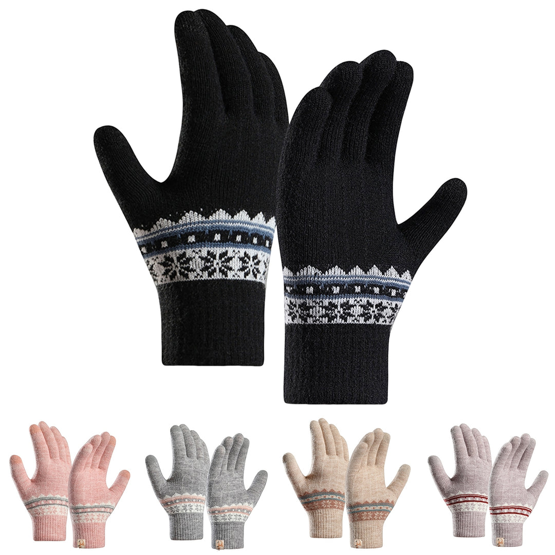 1 Pair Women Winter Gloves Touch Screen Knitted Elastic Thicken Soft Hands Protection Full Fingers One Size Ridding Image 9