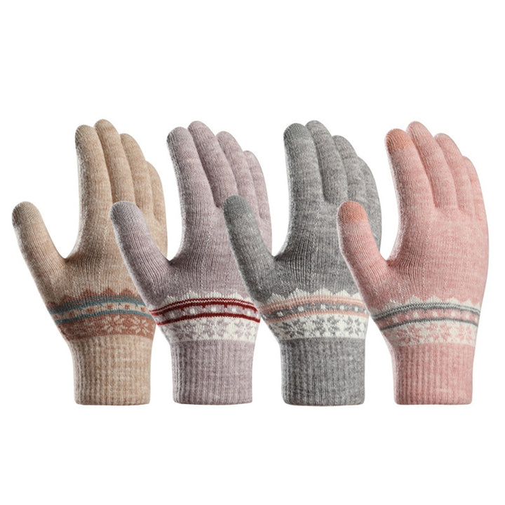 1 Pair Women Winter Gloves Touch Screen Knitted Elastic Thicken Soft Hands Protection Full Fingers One Size Ridding Image 12