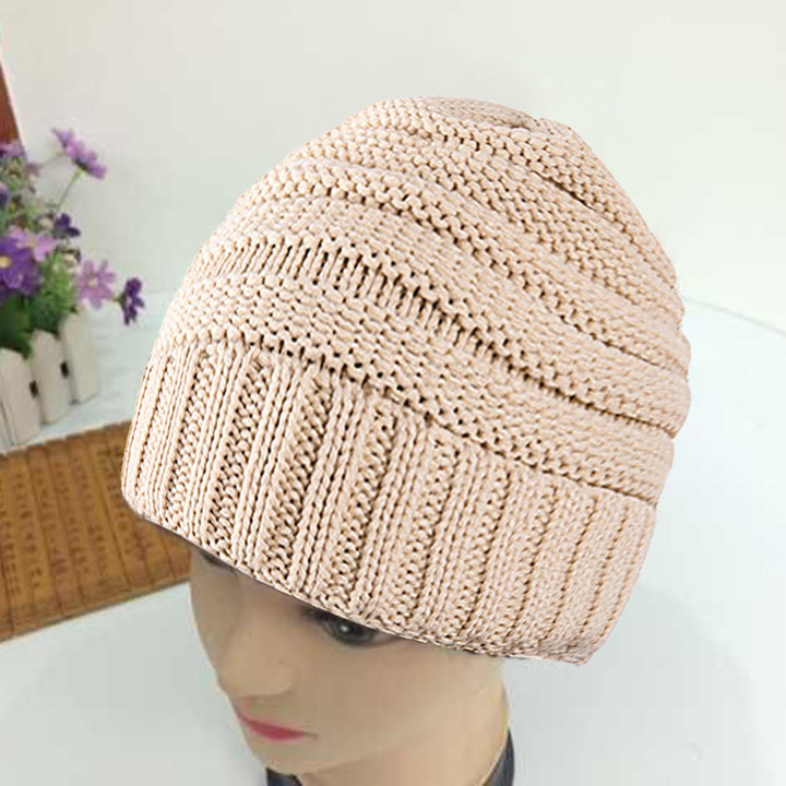 3Pcs/Set Ear Protection Hemming Cuffs Thickened Stretchy Scarf Hat Gloves Set Unisex Winter Solid Color Knitted Beanie Image 9