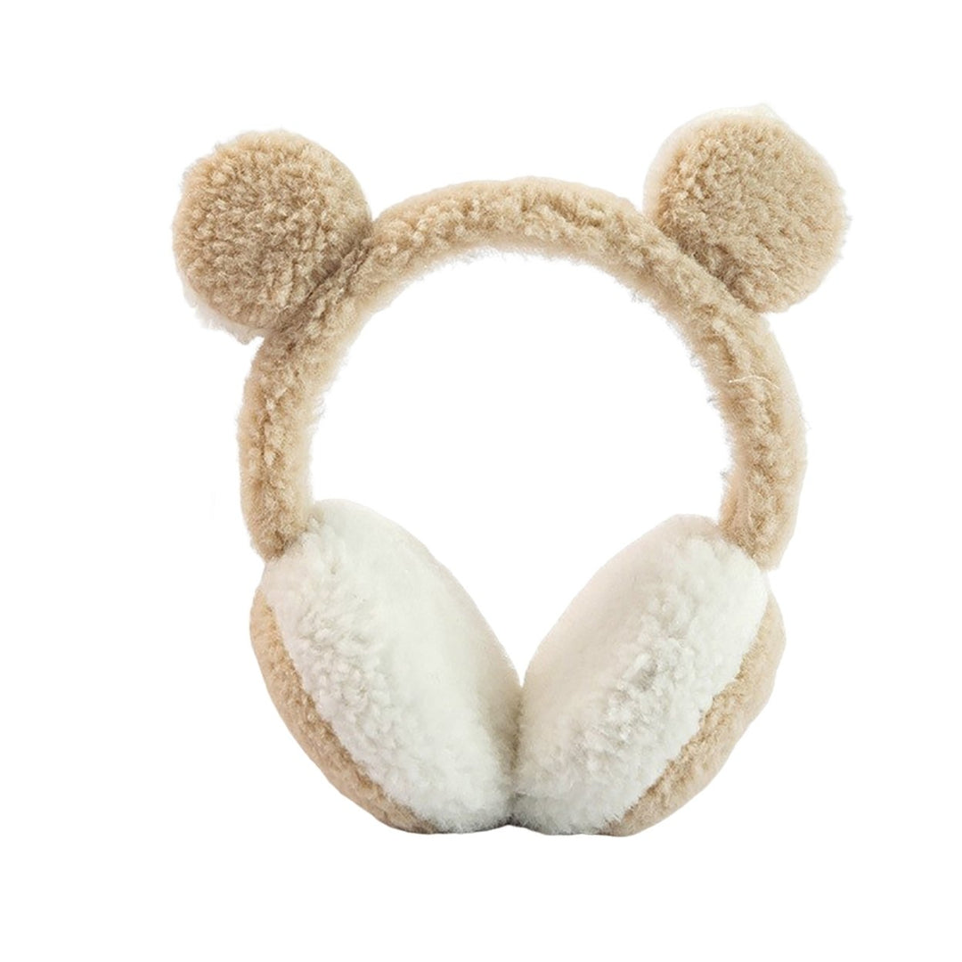 Cartoon Ear Decor Candy Color Elastic Girls Earmuffs Winter Soft Thickened Plush Headband Ear Warmer Image 1