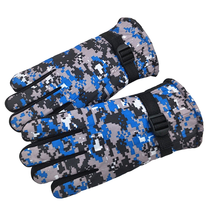 1 Pair Winter Unisex Gloves Camouflage Thicken Plush Lining Anti Skid Adjustable Thermal Gloves for Cycling Skiing Image 4