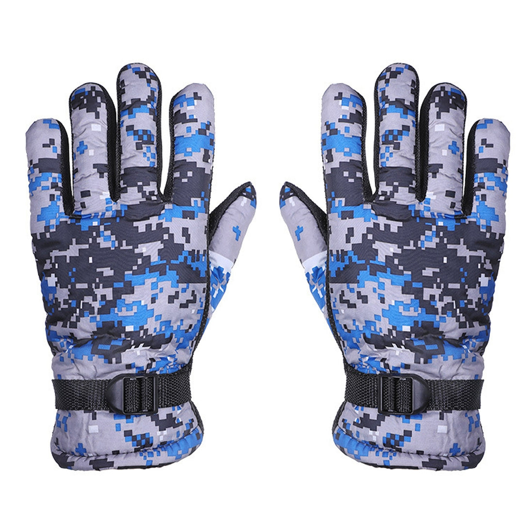 1 Pair Winter Unisex Gloves Camouflage Thicken Plush Lining Anti Skid Adjustable Thermal Gloves for Cycling Skiing Image 9