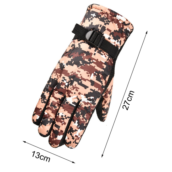 1 Pair Winter Unisex Gloves Camouflage Thicken Plush Lining Anti Skid Adjustable Thermal Gloves for Cycling Skiing Image 10