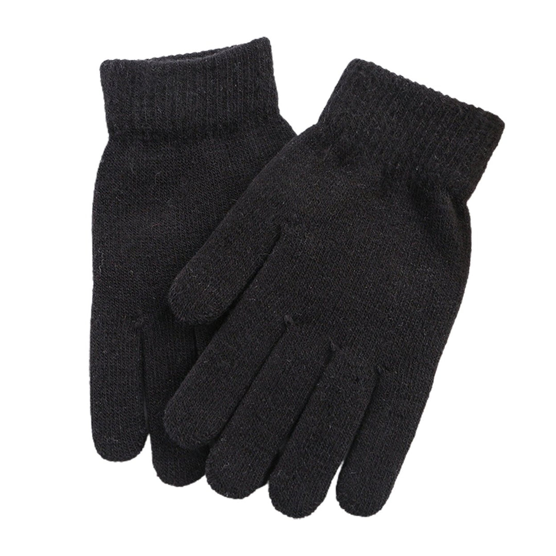 1 Pair Winter Gloves Knitting Thicken Solid Color Full Fingers Elastic Keep Warm Anti-slip Breathable Women Winter Image 1