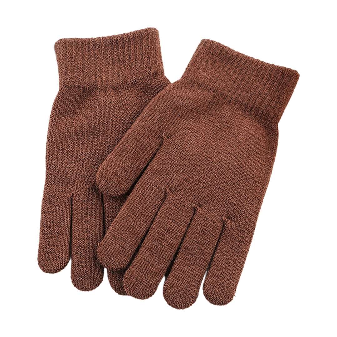 1 Pair Winter Gloves Knitting Thicken Solid Color Full Fingers Elastic Keep Warm Anti-slip Breathable Women Winter Image 4