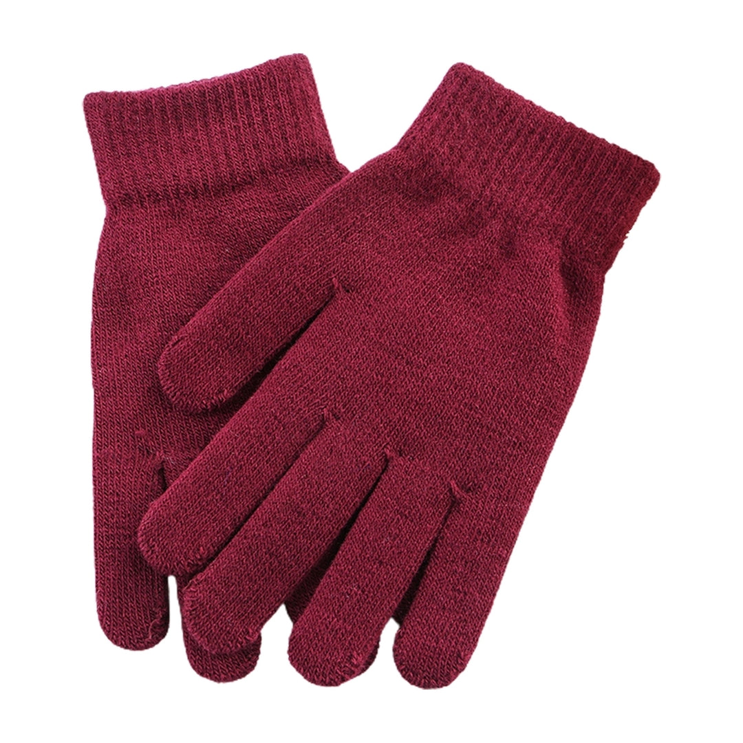 1 Pair Winter Gloves Knitting Thicken Solid Color Full Fingers Elastic Keep Warm Anti-slip Breathable Women Winter Image 1