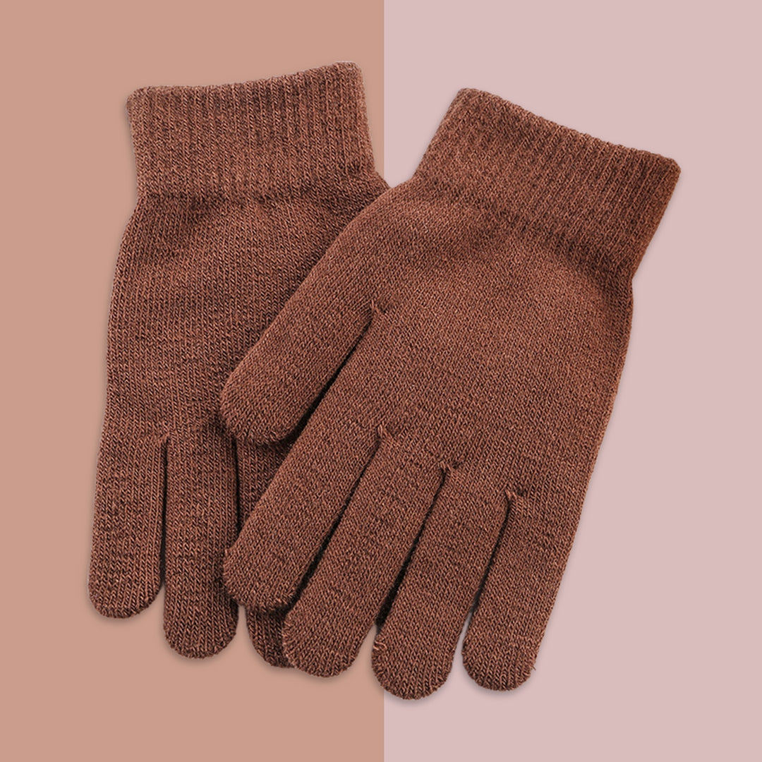 1 Pair Winter Gloves Knitting Thicken Solid Color Full Fingers Elastic Keep Warm Anti-slip Breathable Women Winter Image 7