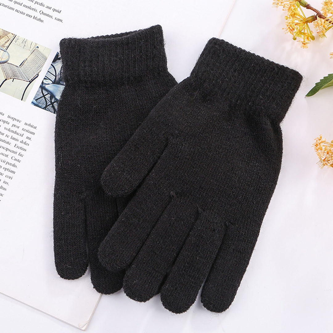 1 Pair Winter Gloves Knitting Thicken Solid Color Full Fingers Elastic Keep Warm Anti-slip Breathable Women Winter Image 8