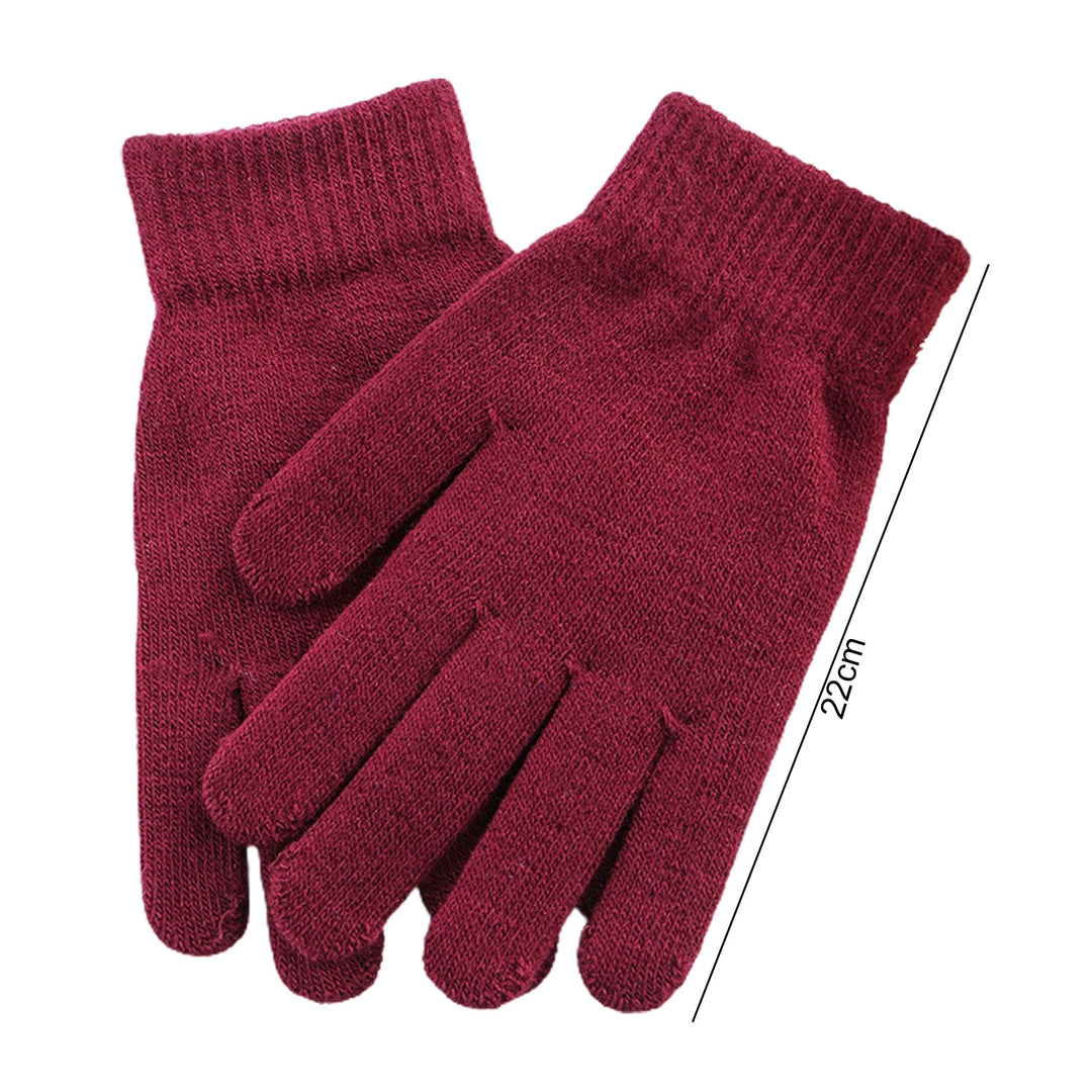 1 Pair Winter Gloves Knitting Thicken Solid Color Full Fingers Elastic Keep Warm Anti-slip Breathable Women Winter Image 9