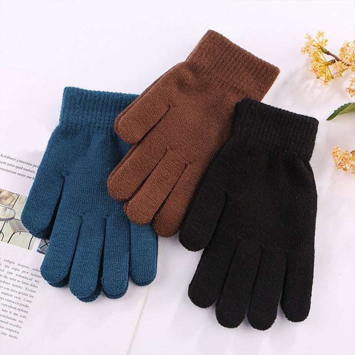 1 Pair Winter Gloves Knitting Thicken Solid Color Full Fingers Elastic Keep Warm Anti-slip Breathable Women Winter Image 10