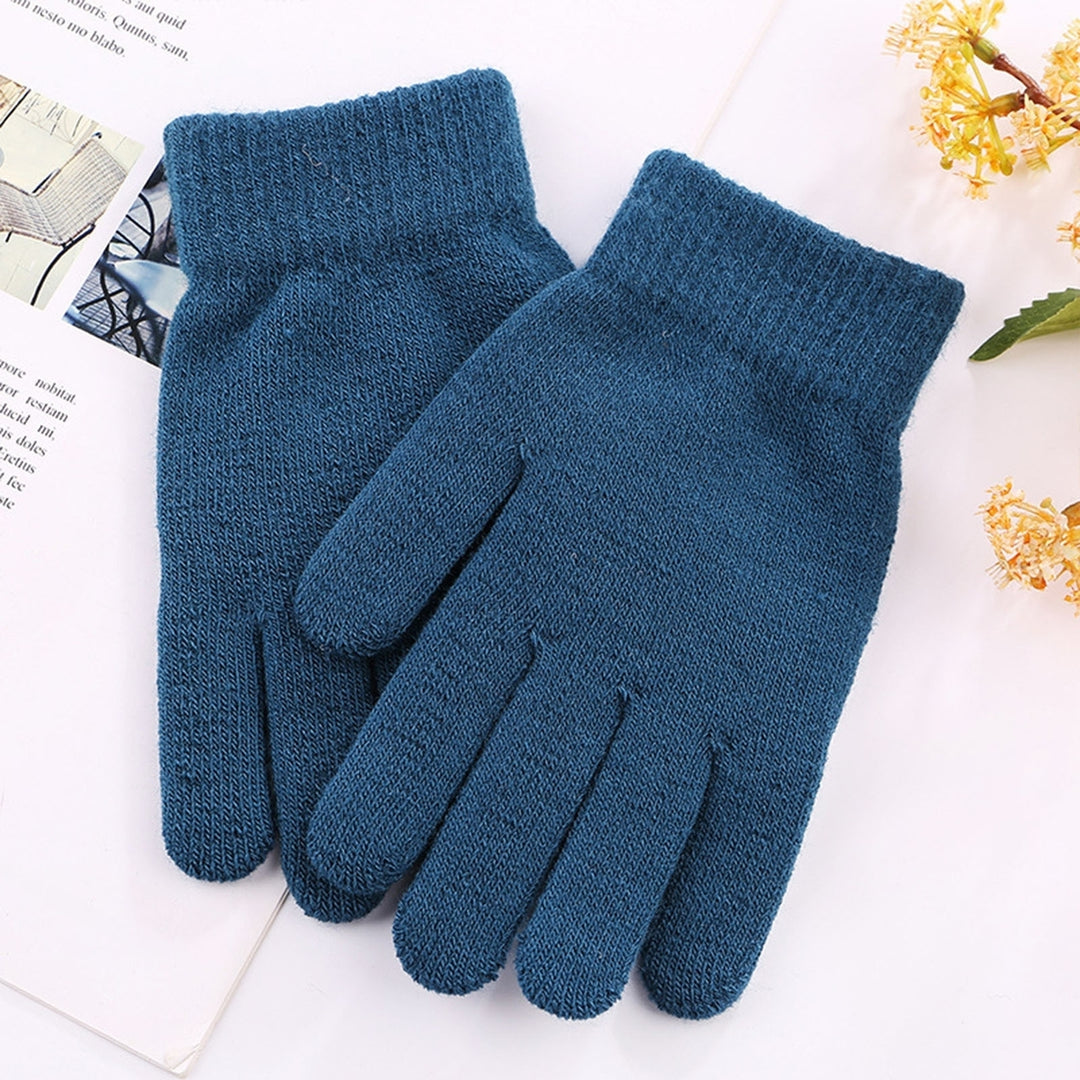 1 Pair Winter Gloves Knitting Thicken Solid Color Full Fingers Elastic Keep Warm Anti-slip Breathable Women Winter Image 12